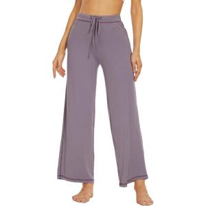 imageWiWi Pajamas Pants for Women Wide Leg Long Bottoms Bamboo Viscose Casual Loose Sweatpants High Waist Joggers SXXLAviolet