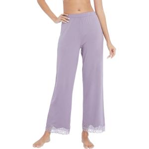 imageWiWi Pajamas Pants for Women Wide Leg Long Bottoms Bamboo Viscose Casual Loose Sweatpants High Waist Joggers SXXLBviolet