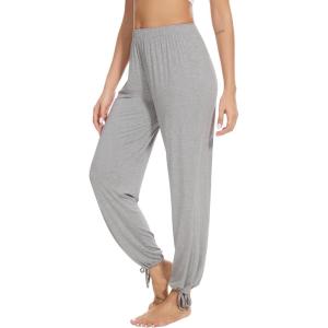 imageWiWi Pajamas Pants for Women Wide Leg Long Bottoms Bamboo Viscose Casual Loose Sweatpants High Waist Joggers SXXLDlight Heather Grey