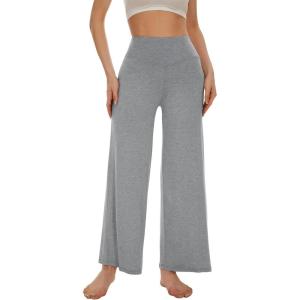 imageWiWi Pajamas Pants for Women Wide Leg Long Bottoms Bamboo Viscose Casual Loose Sweatpants High Waist Joggers SXXLEheather Grey