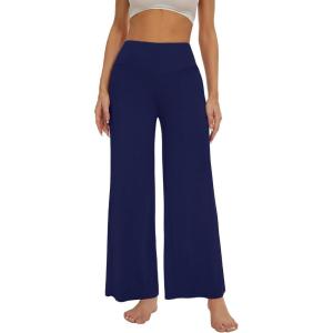 imageWiWi Pajamas Pants for Women Wide Leg Long Bottoms Bamboo Viscose Casual Loose Sweatpants High Waist Joggers SXXLEnavy