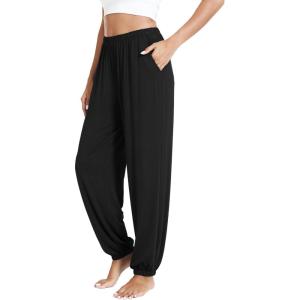 imageWiWi Viscose from Bamboo Pajamas Pants for Women Soft Yoga Jogger Pant Comfy Pajama Lounge Bottoms SXXLAblack