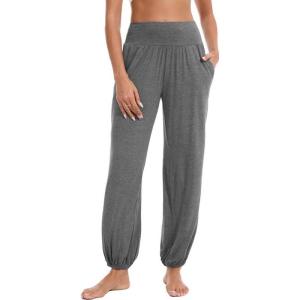 imageWiWi Viscose from Bamboo Pajamas Pants for Women Soft Yoga Jogger Pant Comfy Pajama Lounge Bottoms SXXLBdark Heather Grey