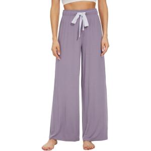 imageWiWi Womens Viscose from Bamboo Pajama Pants Casual Wide Leg Palazzo Lounge Pant Loose Comfy Sleep Pj Bottoms SXXLViolet