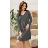 imageWiWi Bamboo Viscose Nightgowns for Women Soft Long Sleeve Nightgown Plus Size Sleep Shirt Pajama Gown Sleepwear S4XAcharcoal