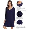 imageWiWi Bamboo Viscose Nightgowns for Women Soft Long Sleeve Nightgown Plus Size Sleep Shirt Pajama Gown Sleepwear S4XAnavy