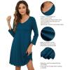 imageWiWi Bamboo Viscose Nightgowns for Women Soft Long Sleeve Nightgown Plus Size Sleep Shirt Pajama Gown Sleepwear S4XApeacock Blue