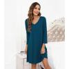 imageWiWi Bamboo Viscose Nightgowns for Women Soft Long Sleeve Nightgown Plus Size Sleep Shirt Pajama Gown Sleepwear S4XApeacock Blue