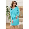 imageWiWi Bamboo Viscose Nightgowns for Women Soft Long Sleeve Nightgown Plus Size Sleep Shirt Pajama Gown Sleepwear S4XAturquoise