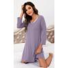 imageWiWi Bamboo Viscose Nightgowns for Women Soft Long Sleeve Nightgown Plus Size Sleep Shirt Pajama Gown Sleepwear S4XAviolet