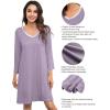 imageWiWi Bamboo Viscose Nightgowns for Women Soft Long Sleeve Nightgown Plus Size Sleep Shirt Pajama Gown Sleepwear S4XAviolet