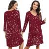 imageWiWi Bamboo Viscose Nightgowns for Women Soft Long Sleeve Nightgown Plus Size Sleep Shirt Pajama Gown Sleepwear S4XAwine Floral