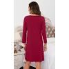 imageWiWi Bamboo Viscose Nightgowns for Women Soft Long Sleeve Nightgown Plus Size Sleep Shirt Pajama Gown Sleepwear S4XAwine Red
