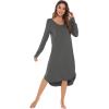 imageWiWi Bamboo Nightgowns for Women Soft Long Sleeve Sleep Shirt Sleepwear Comfy Loungewear Plus Size Nightshirts S4XAcharcoal