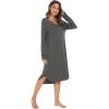 imageWiWi Bamboo Nightgowns for Women Soft Long Sleeve Sleep Shirt Sleepwear Comfy Loungewear Plus Size Nightshirts S4XAcharcoal