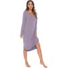 imageWiWi Bamboo Nightgowns for Women Soft Long Sleeve Sleep Shirt Sleepwear Comfy Loungewear Plus Size Nightshirts S4XAviolet