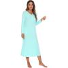 imageWiWi Nightgowns for Women Soft Sleepwear Long Sleeve Nightshirts Pajamas Gown Viscose from Bamboo Sleepwear SXXLAaqua
