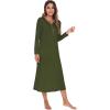 imageWiWi Nightgowns for Women Soft Sleepwear Long Sleeve Nightshirts Pajamas Gown Viscose from Bamboo Sleepwear SXXLAarmy Green