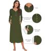 imageWiWi Nightgowns for Women Soft Sleepwear Long Sleeve Nightshirts Pajamas Gown Viscose from Bamboo Sleepwear SXXLAarmy Green