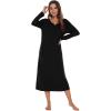 imageWiWi Nightgowns for Women Soft Sleepwear Long Sleeve Nightshirts Pajamas Gown Viscose from Bamboo Sleepwear SXXLAblack