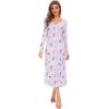 imageWiWi Nightgowns for Women Soft Sleepwear Long Sleeve Nightshirts Pajamas Gown Viscose from Bamboo Sleepwear SXXLAgreyPeony