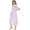 imageWiWi Nightgowns for Women Soft Sleepwear Long Sleeve Nightshirts Pajamas Gown Viscose from Bamboo Sleepwear SXXLAgreyPeony