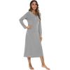 imageWiWi Nightgowns for Women Soft Sleepwear Long Sleeve Nightshirts Pajamas Gown Viscose from Bamboo Sleepwear SXXLAheather Grey