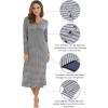 imageWiWi Nightgowns for Women Soft Sleepwear Long Sleeve Nightshirts Pajamas Gown Viscose from Bamboo Sleepwear SXXLAheather Grey Stripe