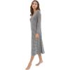 imageWiWi Nightgowns for Women Soft Sleepwear Long Sleeve Nightshirts Pajamas Gown Viscose from Bamboo Sleepwear SXXLAheather Grey Stripe