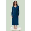imageWiWi Nightgowns for Women Soft Sleepwear Long Sleeve Nightshirts Pajamas Gown Viscose from Bamboo Sleepwear SXXLAink Blue