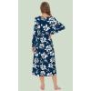 imageWiWi Nightgowns for Women Soft Sleepwear Long Sleeve Nightshirts Pajamas Gown Viscose from Bamboo Sleepwear SXXLAink Blue Floral