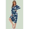 imageWiWi Nightgowns for Women Soft Sleepwear Long Sleeve Nightshirts Pajamas Gown Viscose from Bamboo Sleepwear SXXLAink Blue Floral