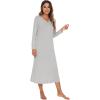 imageWiWi Nightgowns for Women Soft Sleepwear Long Sleeve Nightshirts Pajamas Gown Viscose from Bamboo Sleepwear SXXLAlight Grey