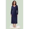 imageWiWi Nightgowns for Women Soft Sleepwear Long Sleeve Nightshirts Pajamas Gown Viscose from Bamboo Sleepwear SXXLAnavy