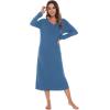 imageWiWi Nightgowns for Women Soft Sleepwear Long Sleeve Nightshirts Pajamas Gown Viscose from Bamboo Sleepwear SXXLAprussian Blue
