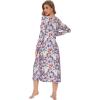 imageWiWi Nightgowns for Women Soft Sleepwear Long Sleeve Nightshirts Pajamas Gown Viscose from Bamboo Sleepwear SXXLApurpleFloral