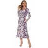 imageWiWi Nightgowns for Women Soft Sleepwear Long Sleeve Nightshirts Pajamas Gown Viscose from Bamboo Sleepwear SXXLApurpleFloral