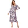 imageWiWi Nightgowns for Women Soft Sleepwear Long Sleeve Nightshirts Pajamas Gown Viscose from Bamboo Sleepwear SXXLApurpleFloral