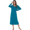 imageWiWi Nightgowns for Women Soft Sleepwear Long Sleeve Nightshirts Pajamas Gown Viscose from Bamboo Sleepwear SXXLAteal Blue