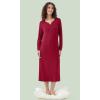 imageWiWi Nightgowns for Women Soft Sleepwear Long Sleeve Nightshirts Pajamas Gown Viscose from Bamboo Sleepwear SXXLAwine Red