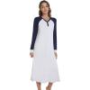 imageWiWi Nightgowns for Women Soft Sleepwear Long Sleeve Nightshirts Pajamas Gown Viscose from Bamboo Sleepwear SXXLCash GreyNavy