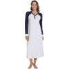 imageWiWi Nightgowns for Women Soft Sleepwear Long Sleeve Nightshirts Pajamas Gown Viscose from Bamboo Sleepwear SXXLCash GreyNavy