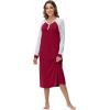 imageWiWi Nightgowns for Women Soft Sleepwear Long Sleeve Nightshirts Pajamas Gown Viscose from Bamboo Sleepwear SXXLCwine Red