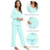 imageWiWi Pajama Sets for Women Soft Comfy Pjs Loungewear Lightweight Sleepwear with Pants Viscose from Bamboo Pajamas Set SXXLAqua