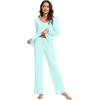 imageWiWi Pajama Sets for Women Soft Comfy Pjs Loungewear Lightweight Sleepwear with Pants Viscose from Bamboo Pajamas Set SXXLAqua