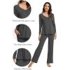 imageWiWi Pajama Sets for Women Soft Comfy Pjs Loungewear Lightweight Sleepwear with Pants Viscose from Bamboo Pajamas Set SXXLCharcoal Heather