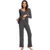 imageWiWi Pajama Sets for Women Soft Comfy Pjs Loungewear Lightweight Sleepwear with Pants Viscose from Bamboo Pajamas Set SXXLCharcoal Heather