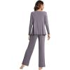 imageWiWi Pajama Sets for Women Soft Comfy Pjs Loungewear Lightweight Sleepwear with Pants Viscose from Bamboo Pajamas Set SXXLDark Grey