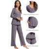 imageWiWi Pajama Sets for Women Soft Comfy Pjs Loungewear Lightweight Sleepwear with Pants Viscose from Bamboo Pajamas Set SXXLDark Grey