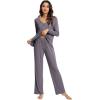 imageWiWi Pajama Sets for Women Soft Comfy Pjs Loungewear Lightweight Sleepwear with Pants Viscose from Bamboo Pajamas Set SXXLDark Grey